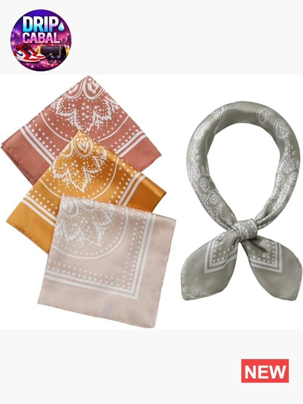 Silk Feel Satin Square Head Scarves for Women Neck Hair Scarves Bandanas